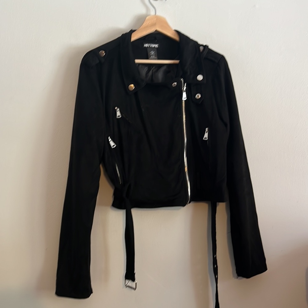 Hot Topic Black Faux Suede Moto Jacket - Picture 3 of 4